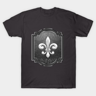 Fleur de lis on black victorian background T-Shirt